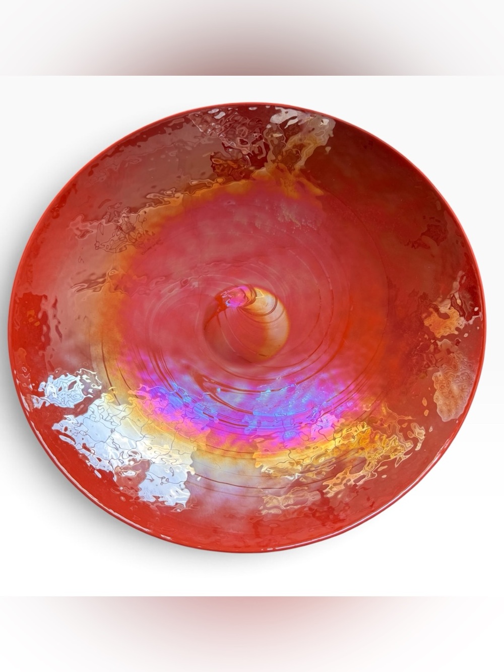 Murano nautilus iridescent orange  bowl